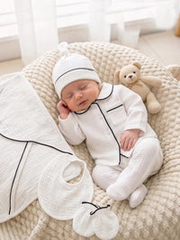 Set Piyama Cardigan Lengan Panjang dan Celana Tutup Kaki Bayi 6 Set