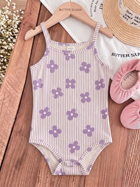 Baby Girl Casual Spaghetti Strap Romper, Suitable For Spring And Summer