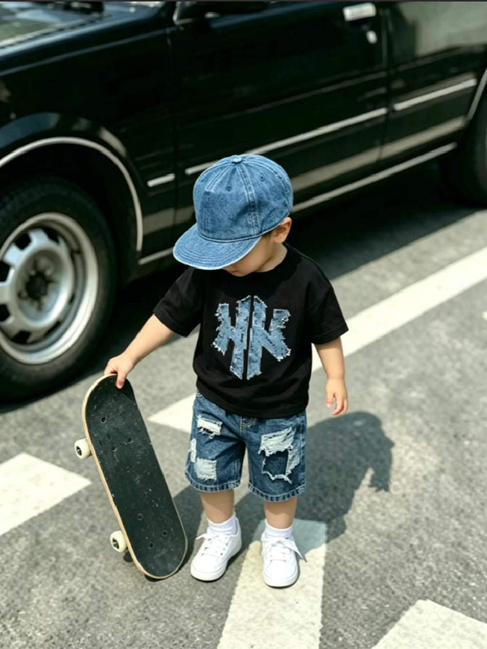 Set Kaos Leher Bulat Lengan Pendek dan Celana Pendek Bayi Laki-Laki 2 Pcs