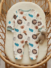 Jumpsuit Lengan Panjang Resleting Motif Kartun Bayi Baru Lahir 1 Pcs