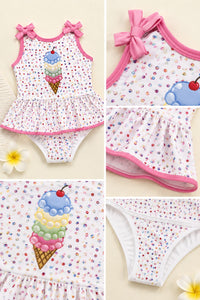 Ellie 🐘 Ice Cream Polka Dot Knit Swim Romper