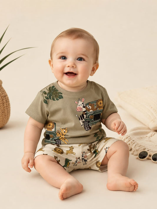 Hugo 🦖 Cartoon Print Tee & Shorts Set