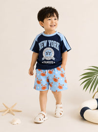 Bimo 🐻 Crab & Sea Print Swim Shorts 2-Set