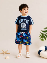 Bimo 🐻 Crab & Sea Print Swim Shorts 2-Set