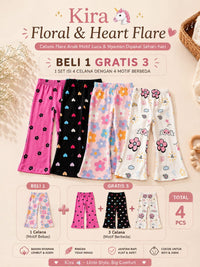 Kira 🦄 Floral & Heart Flare Pants 4-Piece Set