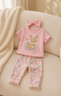 Miko 🐼 Deer Print Tee & Leggings Set