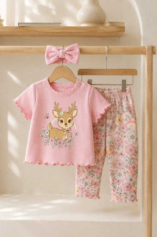 Miko 🐼 Deer Print Tee & Leggings Set