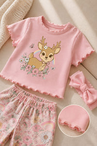 Miko 🐼 Deer Print Tee & Leggings Set