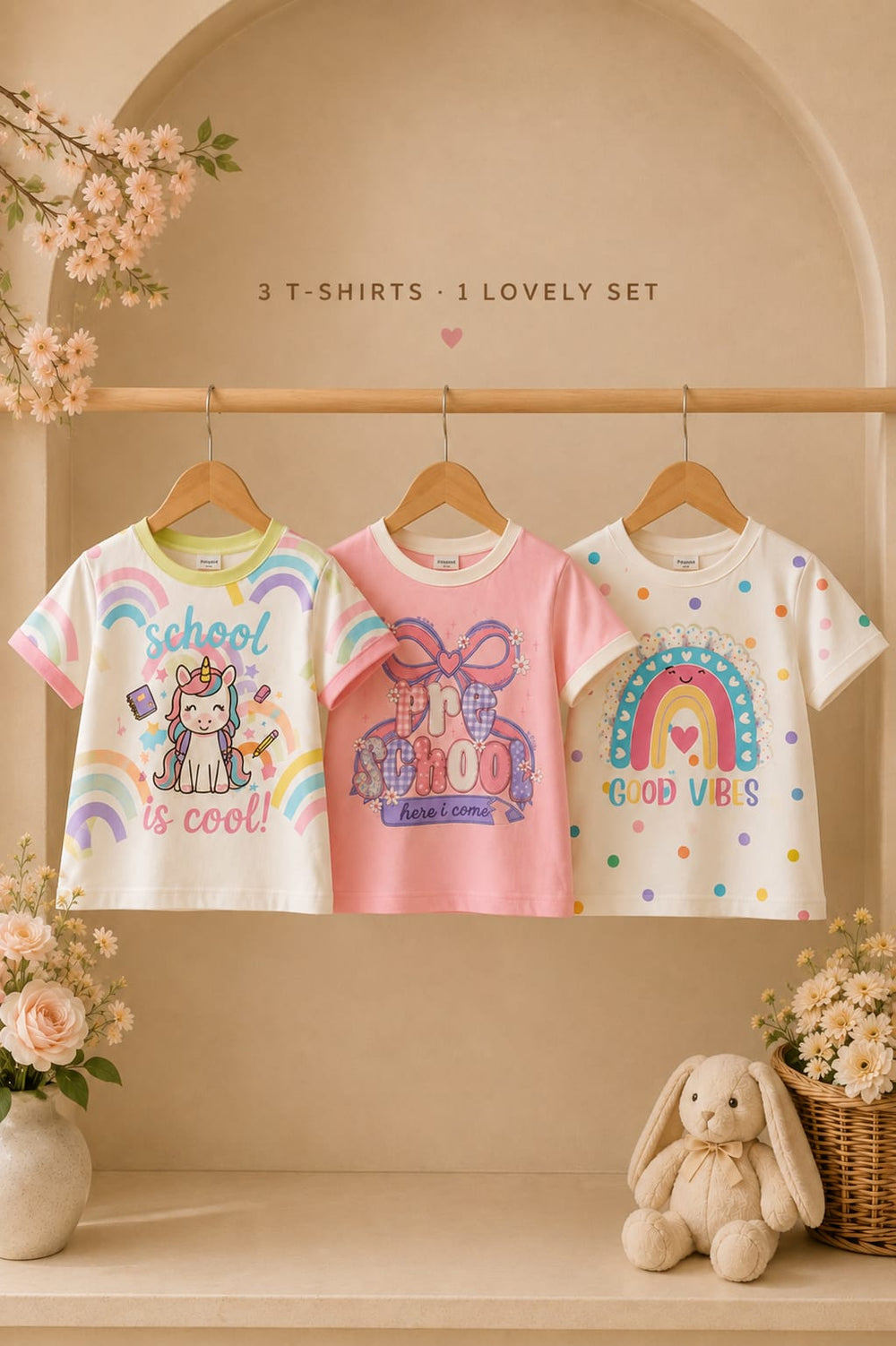 Bambi 🦌 Rainbow Unicorn Tee 3-Piece Set