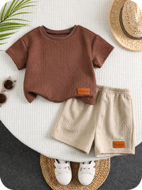 Arlo 🐻 Colorblock Textured Tee & Shorts Set