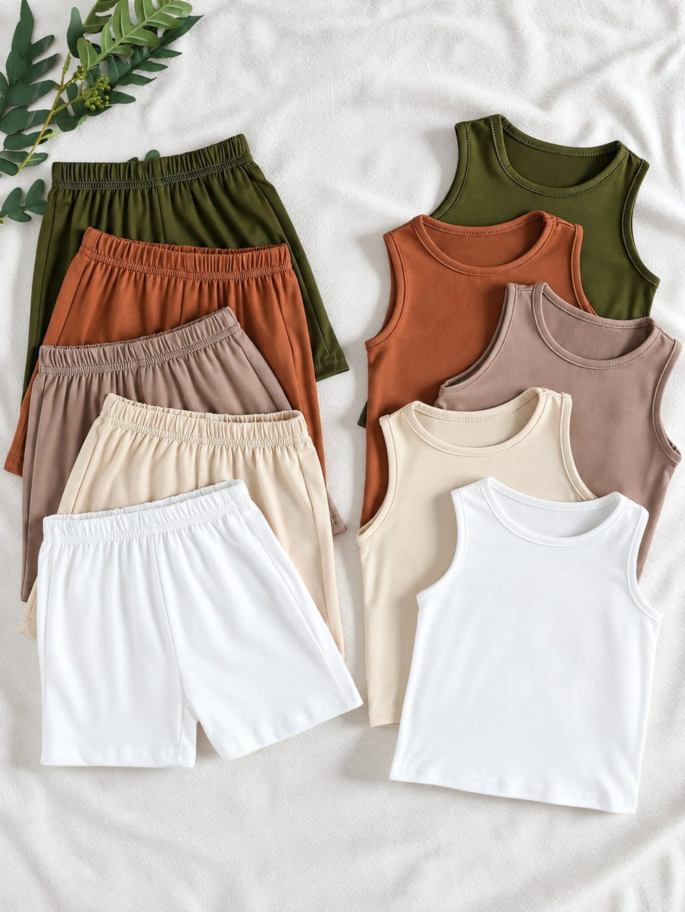 Wyatt 🐨 Solid Tank & Shorts, 5-Set (10 Pcs)