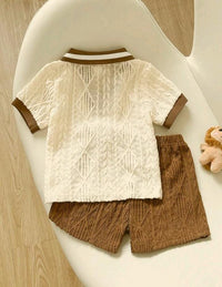Beckett 🧸 Cable Knit Colorblock Polo & Shorts Set