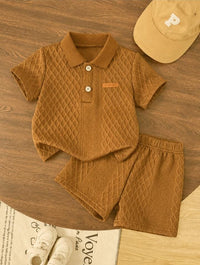 Grayson 🧸 Diamond Knit Polo & Shorts Set