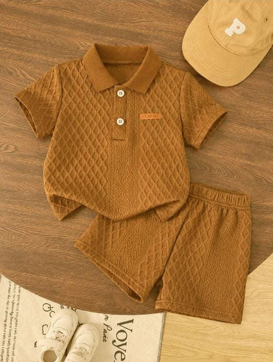 Grayson 🧸 Diamond Knit Polo & Shorts Set