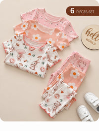 Meadow 🌸 Ruffle Pajama Set, 3 Colors (6 Pcs)