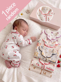 Jumpsuit Piyama Katun Crinkle Musim Gugur dan Dingin Bayi