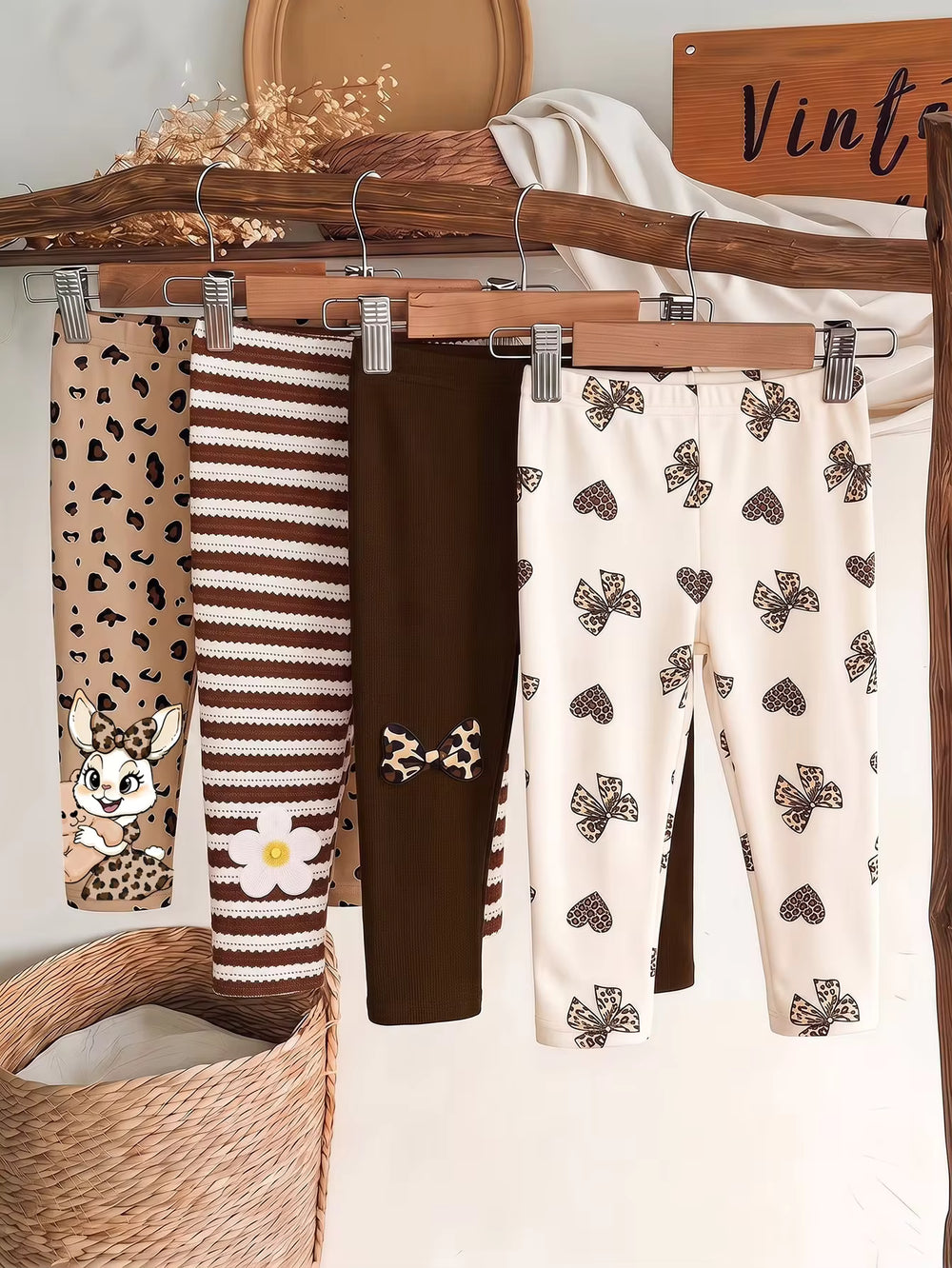 Set Celana Motif Kelinci dan Leopard Bayi Perempuan 4 Pcs