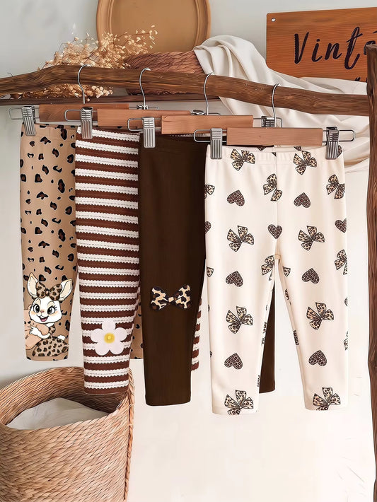 Set Celana Motif Kelinci dan Leopard Bayi Perempuan 4 Pcs