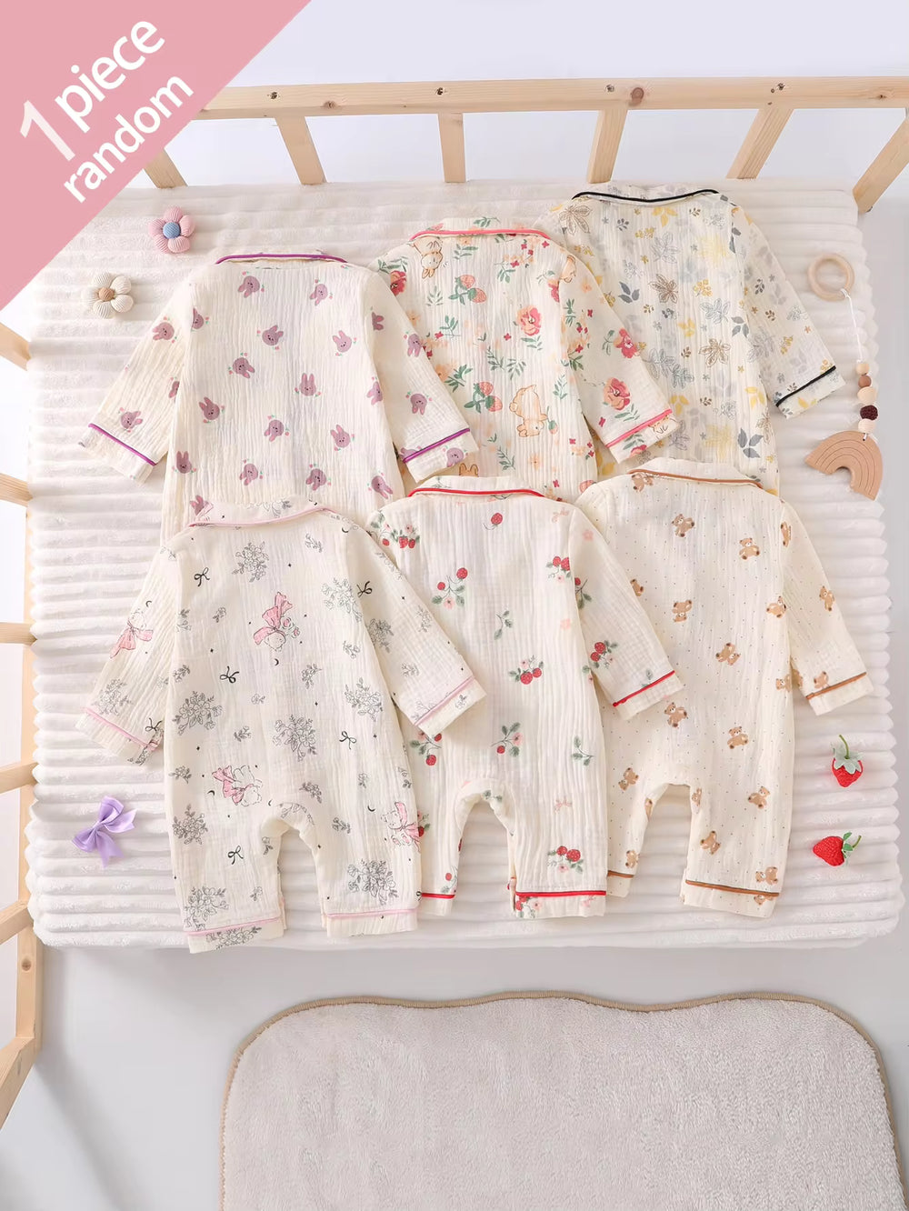 Jumpsuit Piyama Katun Crinkle Musim Gugur dan Dingin Bayi